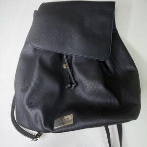 Victoria’s Secret Black Faux Leather Backpack Convertible Bag Gold Hardware
